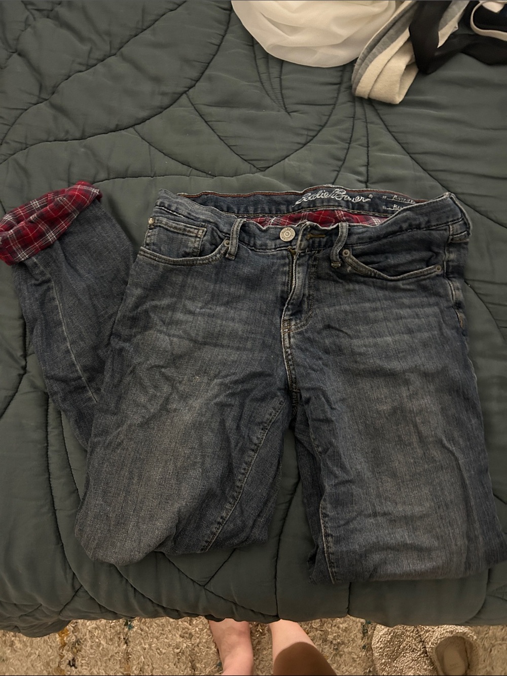 Eddie Bauer Dark Blue boyfriend Jeans with flannel Lining